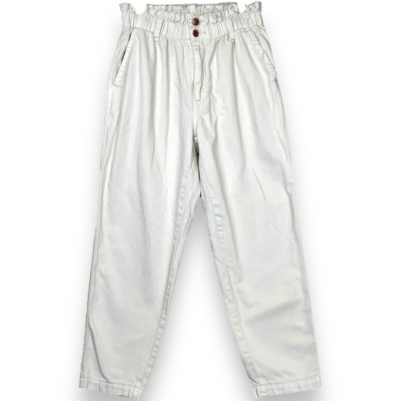 Universal Thread White Cinch Waist High Rise Denim Paperbag Ankle Pants size 6 - Picture 4 of 8